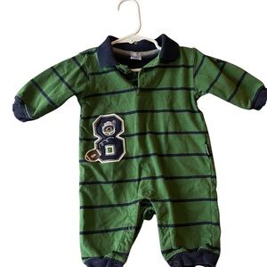 Vintage Carters Green Striped football One Piece